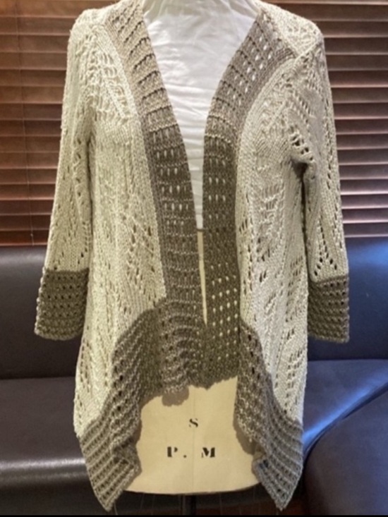 Larame Tops - Cotton Open-Front Crochet Cardigan Sweater / shrug / wrap